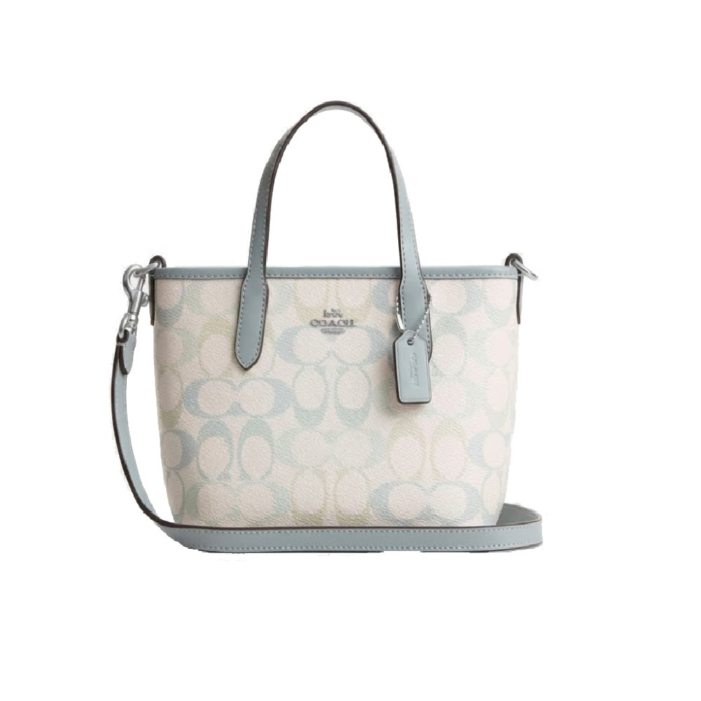 Coach City Mini Tote Bag in Pastel Signature Canvas in Light Blue