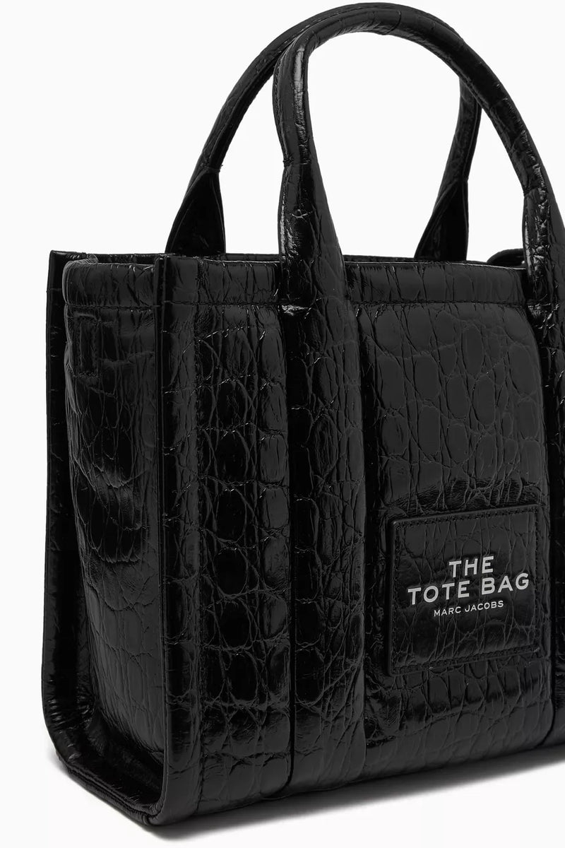 Marc Jacobs The Croc-Embossed Small Tote Bag – Black