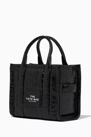 Marc Jacobs The Croc-Embossed Small Tote Bag – Black