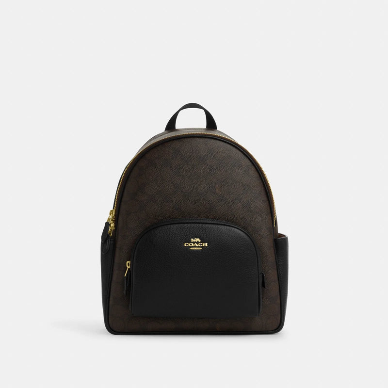 Court Backpack In Signature Canvas (Gold_Walnut_Black)