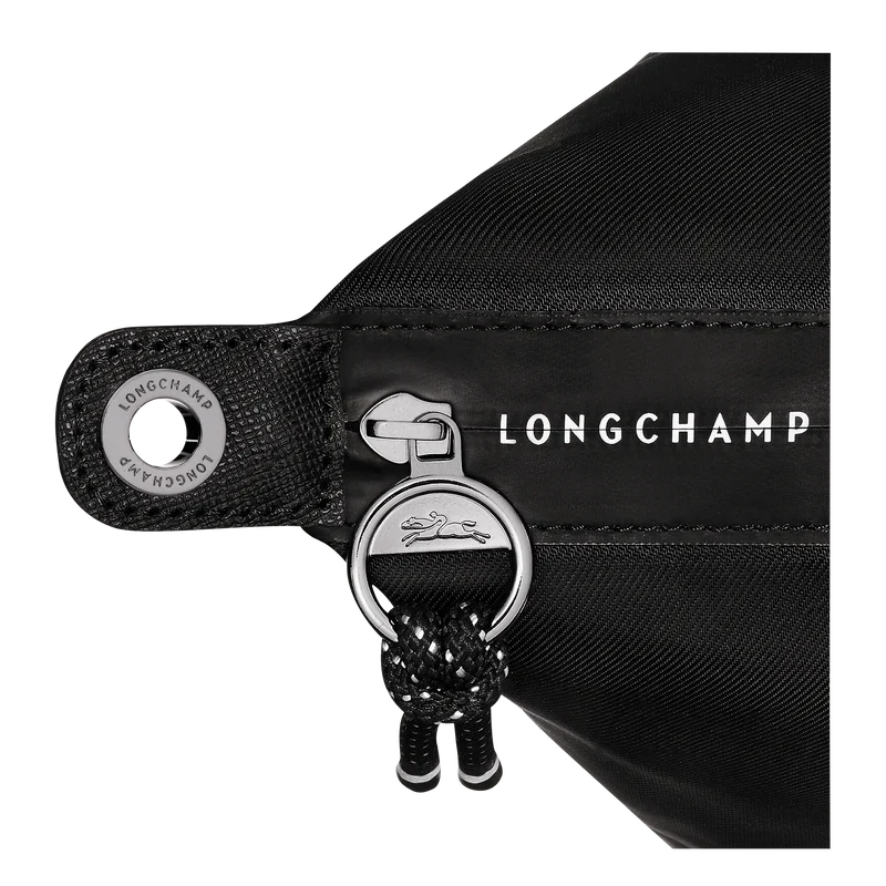 Black Longchamp Le Pliage Energy L handbag with structured design and top handles, shown on a plain background.