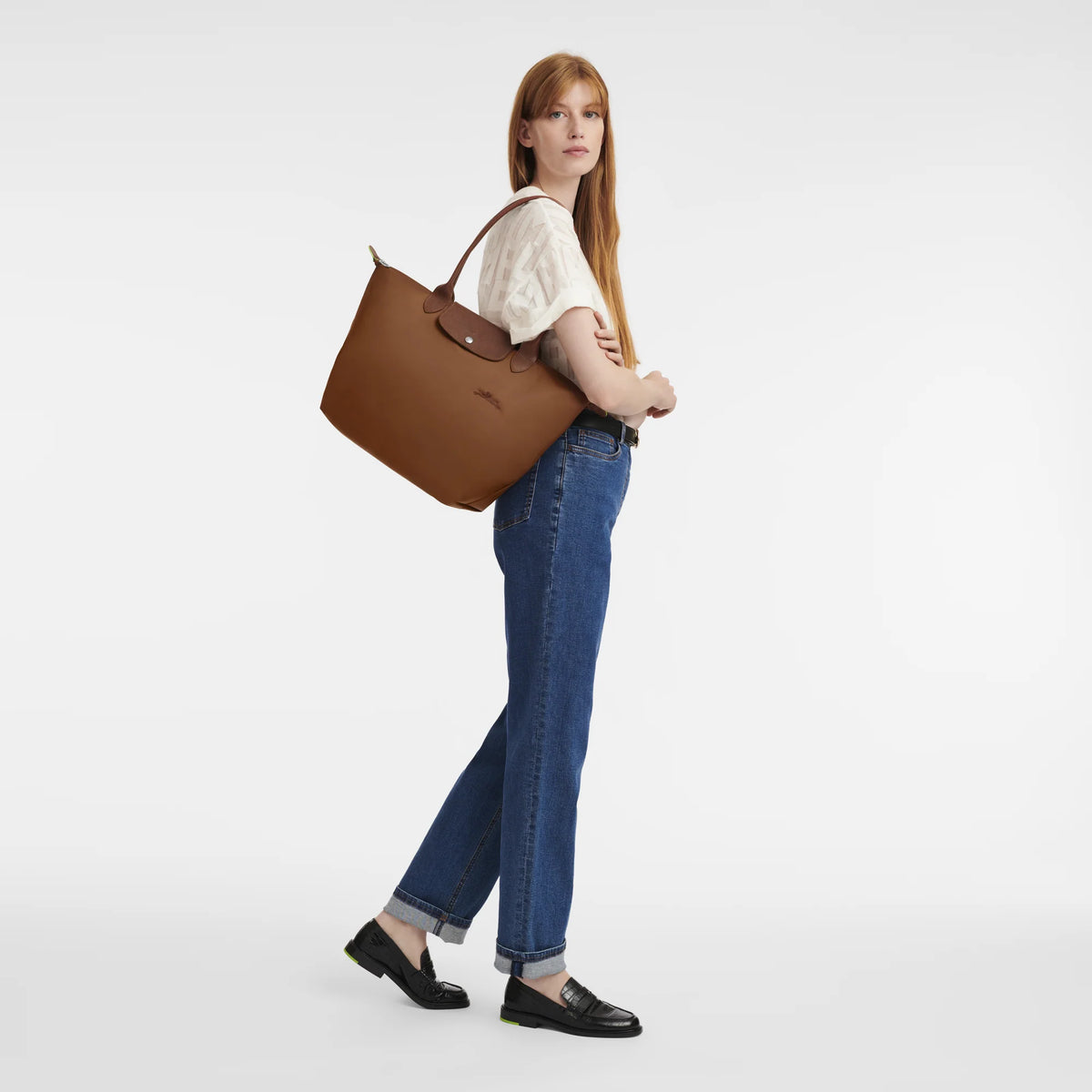 Le Pliage Green L Tote bag Cognac