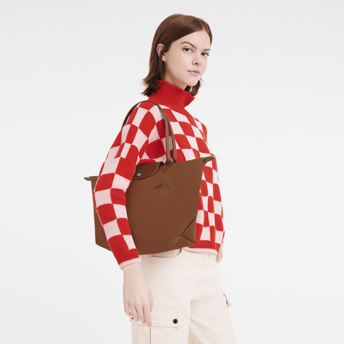 Le Pliage Green M Tote bag Cognac