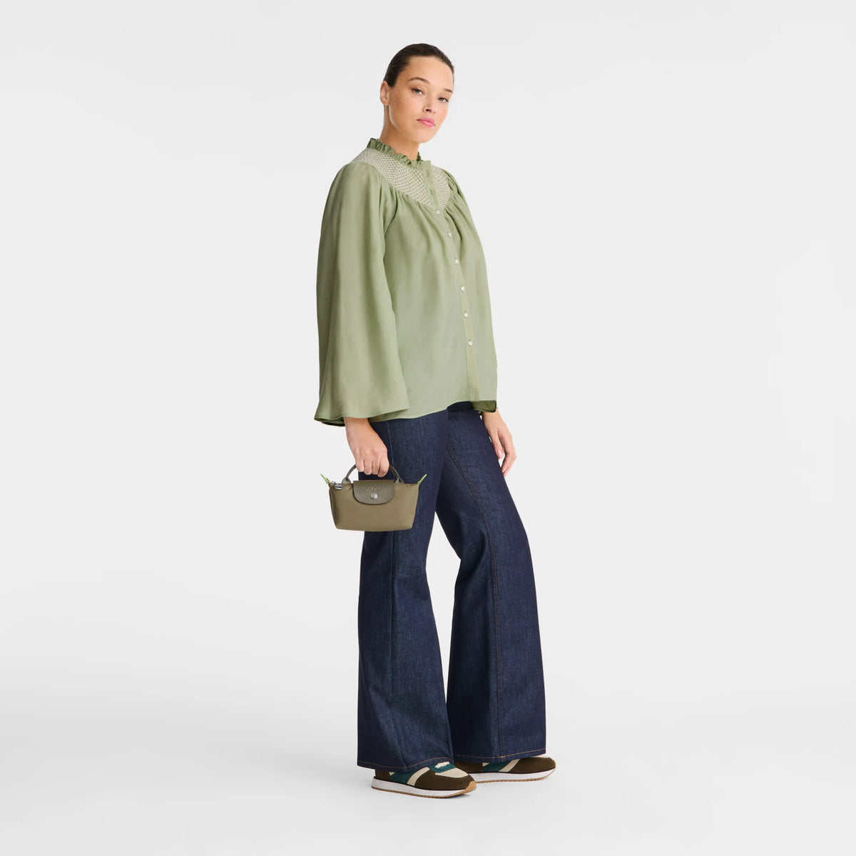 Le Pliage Green Pouch with handle Artichoke