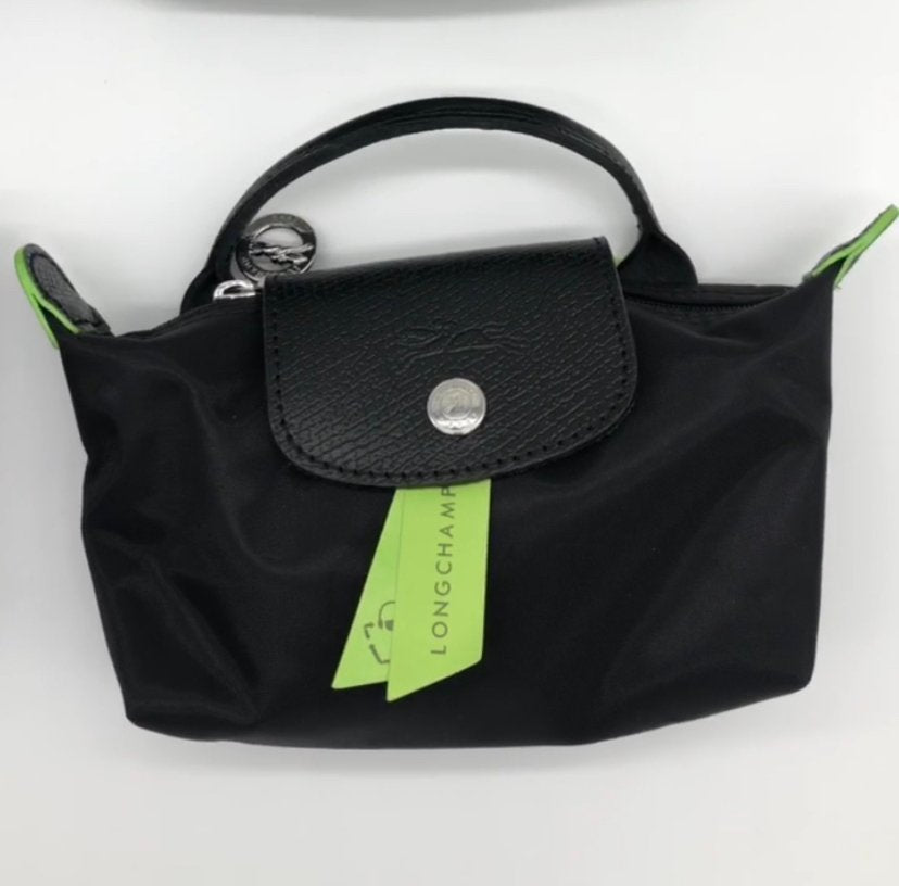 Le Pliage Green Pouch with handle Black