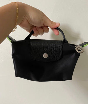 Le Pliage Green Pouch with handle Black