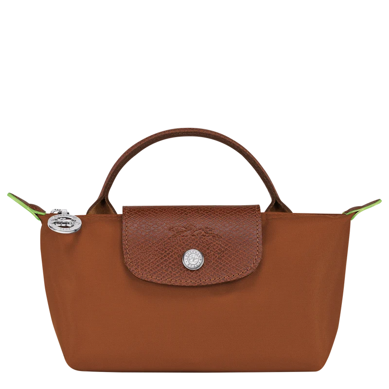 Le Pliage Green Pouch with handle Cognac