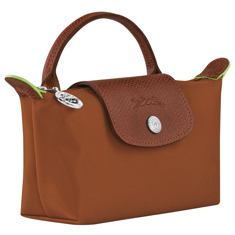 Le Pliage Green Pouch with handle Cognac