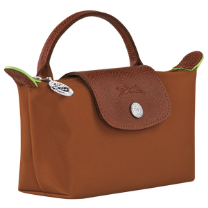 Le Pliage Green Pouch with handle Cognac