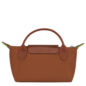 Le Pliage Green Pouch with handle Cognac