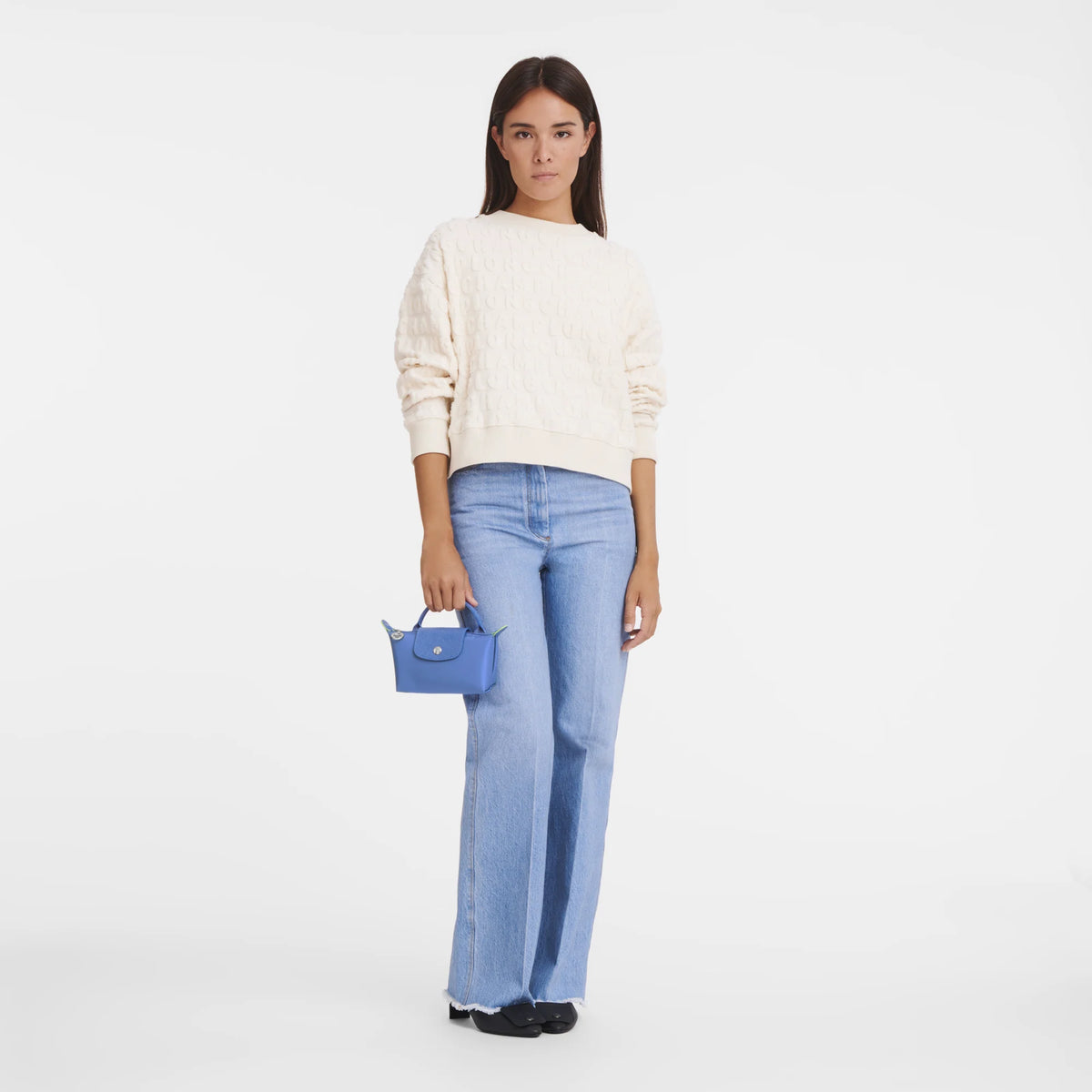 Le Pliage Green Pouch with handle Cornflower