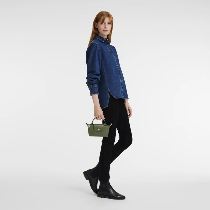 Le Pliage Green Pouch with handle Forest