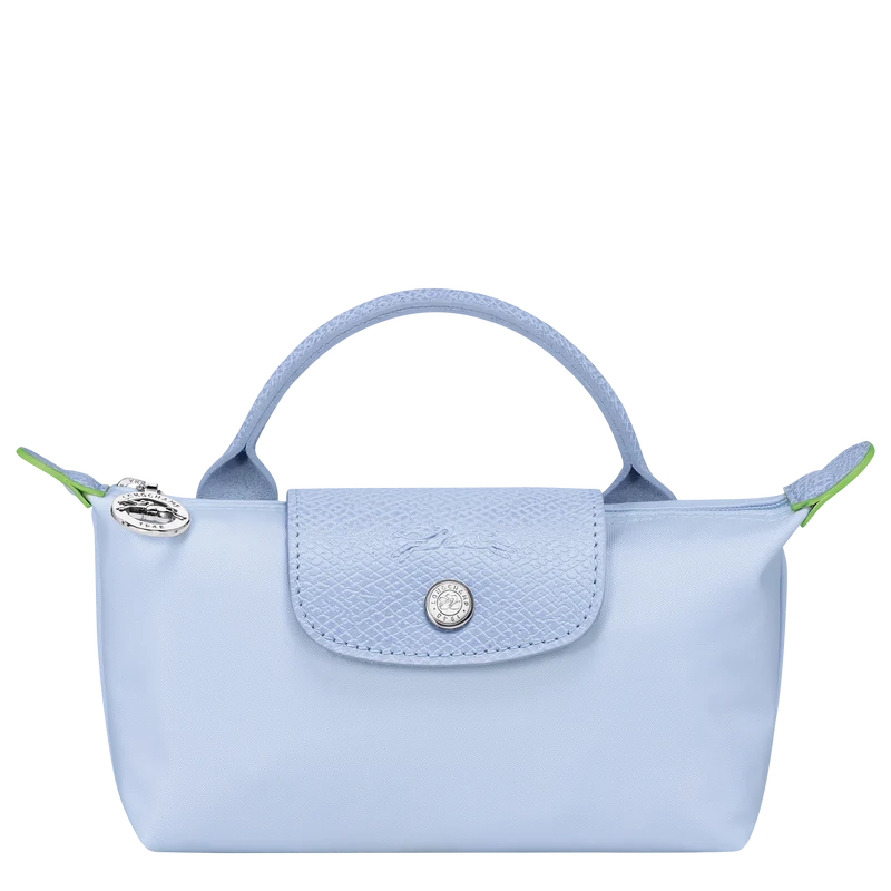 Le Pliage Green Pouch with handle Sky Blue