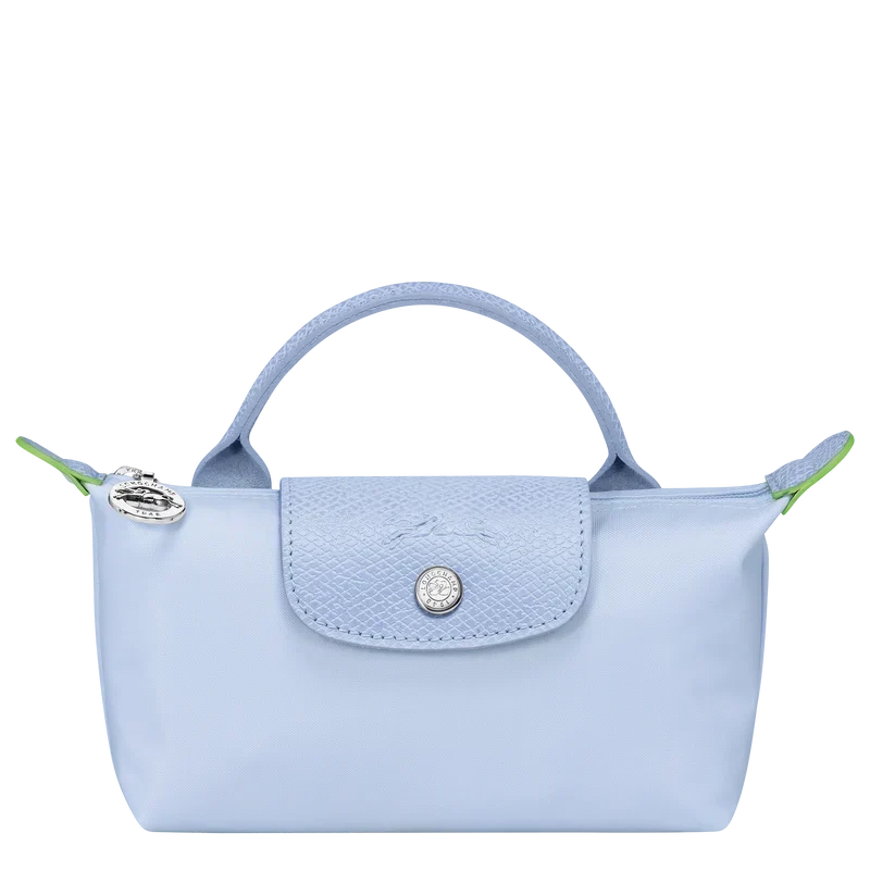 Le Pliage Green Pouch with handle Sky Blue