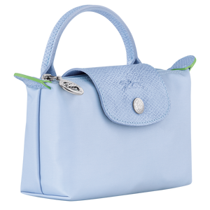 Le Pliage Green Pouch with handle Sky Blue