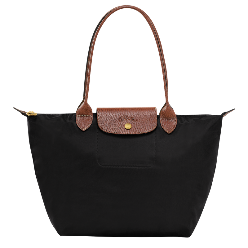 Longchamp Le Pliage Original M tote bag in black, showcasing its sleek design and durable fabric for everyday use.