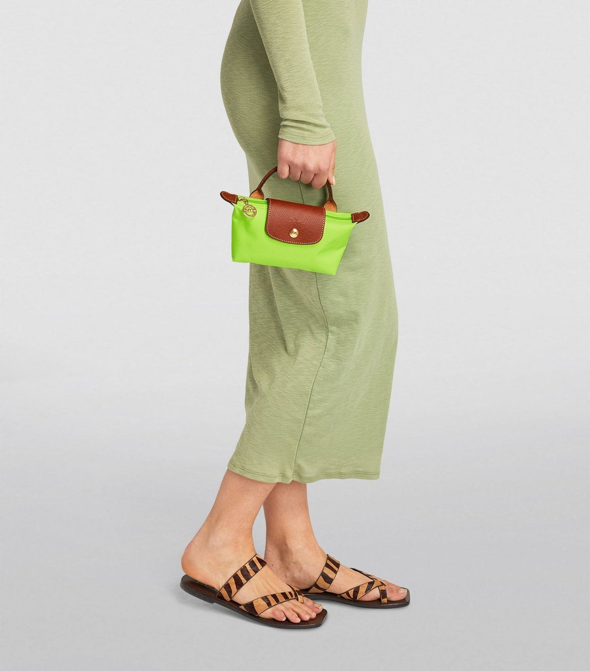 Le Pliage Original Pouch with handle Green Light