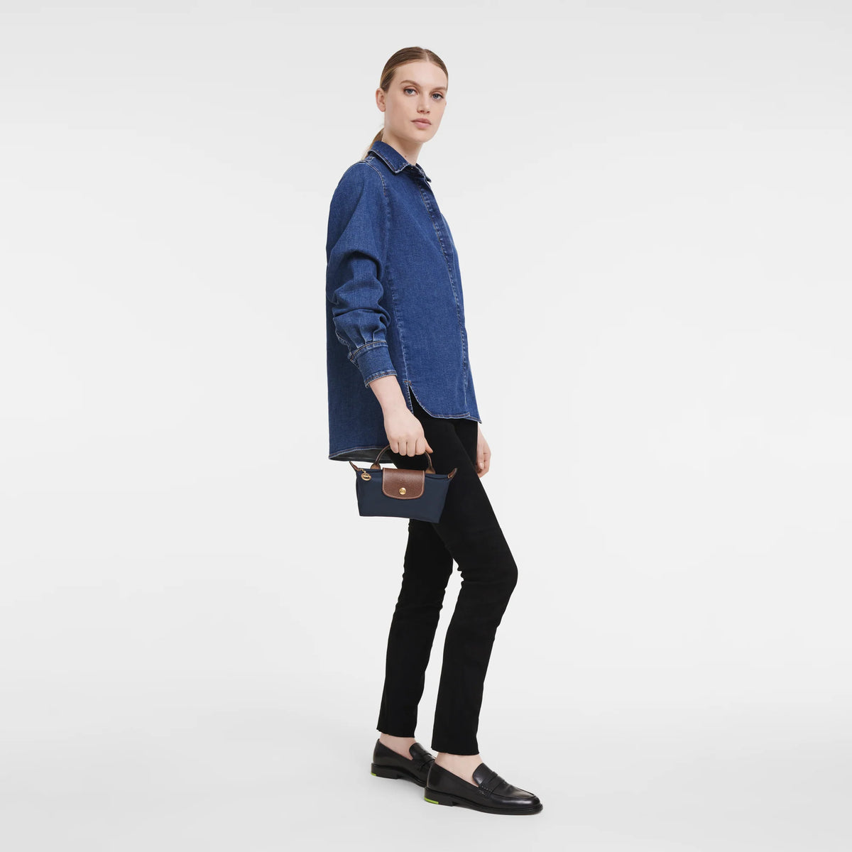 Le Pliage Original Pouch with handle Navy
