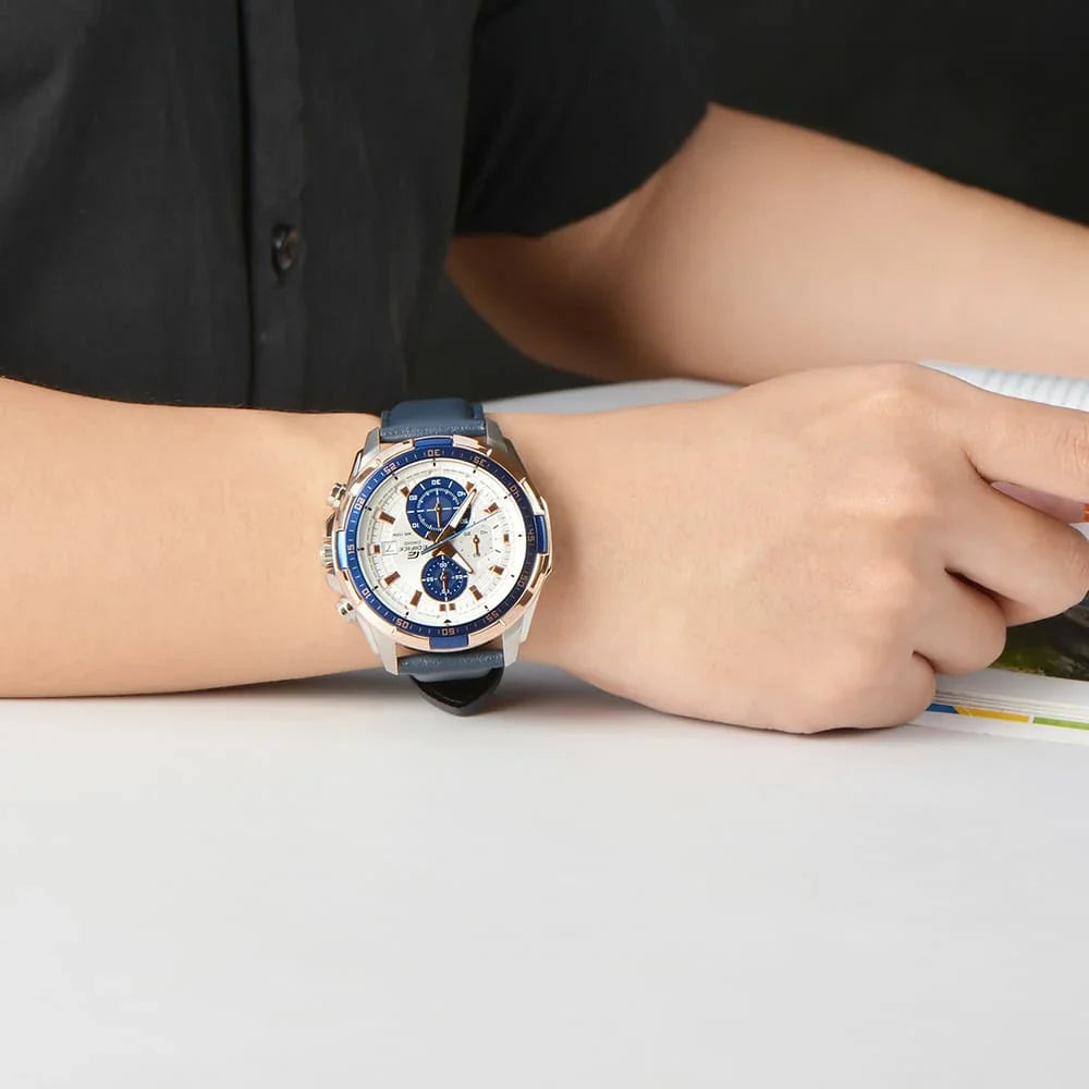 Casio Edifice Men’s Leather Watch EFR-539L-7CV