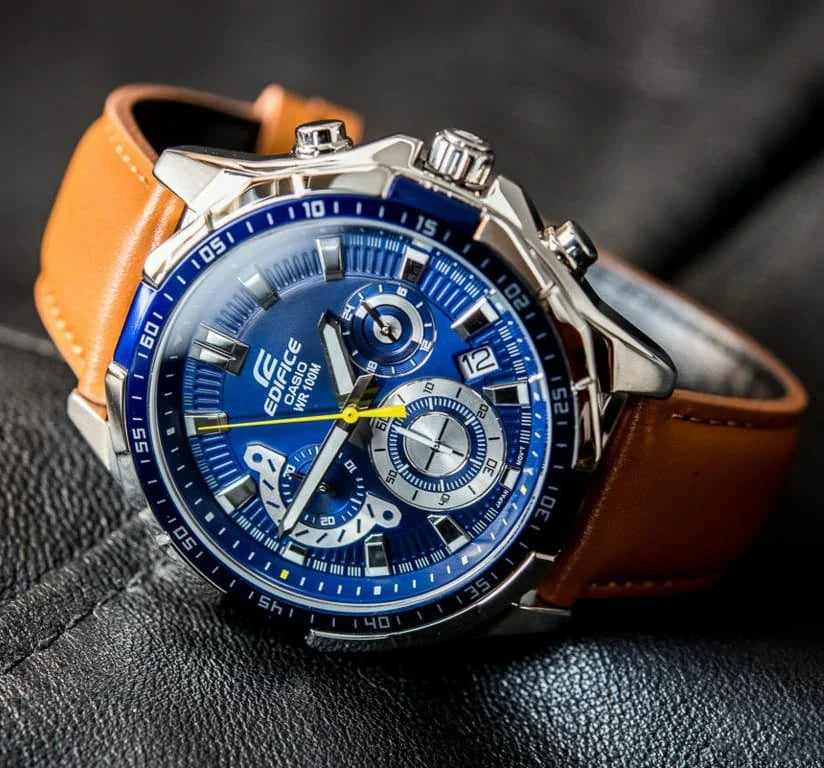 Casio Edifice Men’s Leather Watch EFR-554L-2AV