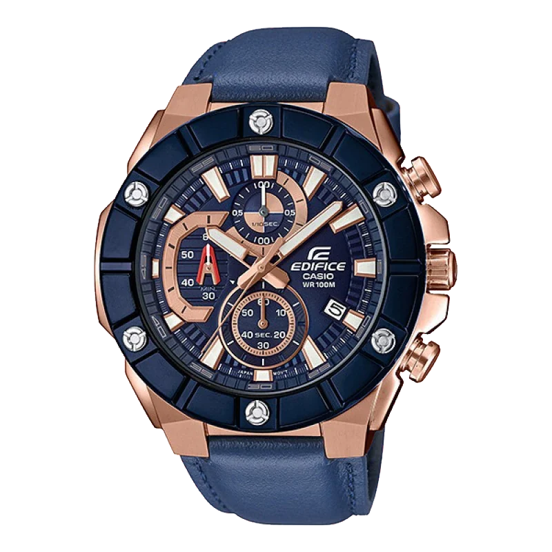 Casio Edifice Men’s Leather Watch EFR-569BL-2AV