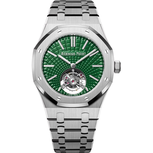 Audemars Piguet Royal Oak Tourbillon men's watch with a stainless steel case and intricate dial design.