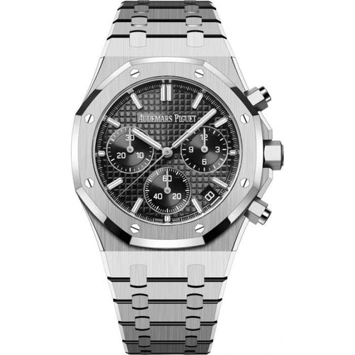 Audemars Piguet Royal Oak men's watch with stainless steel case and bracelet, silver dial, and octagonal bezel.