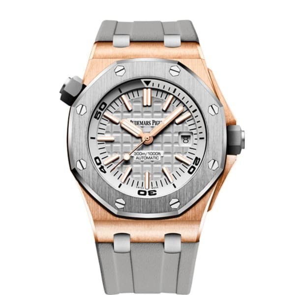 Audemars Piguet Royal Oak Offshore men's watch with stainless steel case, black dial, and sporty design.