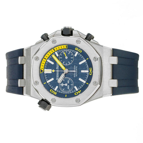 Audemars Piguet Royal Oak Offshore men's watch with stainless steel case and black dial, showcasing the luxury timepiece design.