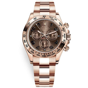 ROLEX PERPETUAL SUPERLATIVE CHRONOMETER OFFICIALLY CERTIFIED COSMOGRAPH DAYTONA WATCH brown WITH STAINLESS STEEL rose gold BELT