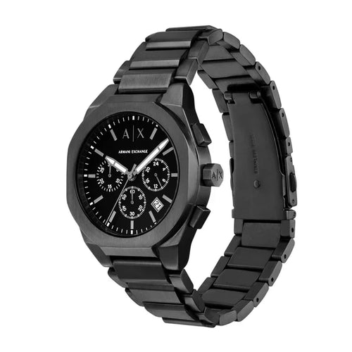 Armani Exchange black watch AX4183 with round dial and stainless steel band, original Armani Exchange men's wristwatch.