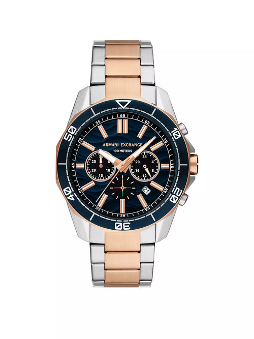 Armani Exchange Spencer AX1965 original watch with a wine-colored dial and stainless steel band, stylish men's timepiece.