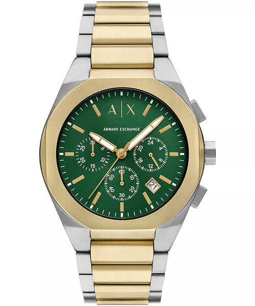 Armani Exchange Sync AX4184 original watch with a sleek wine-colored dial and stainless steel band on a white background.