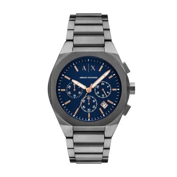Armani Exchange Sync AX4182 original watch with a sleek wine-colored dial and stainless steel band.