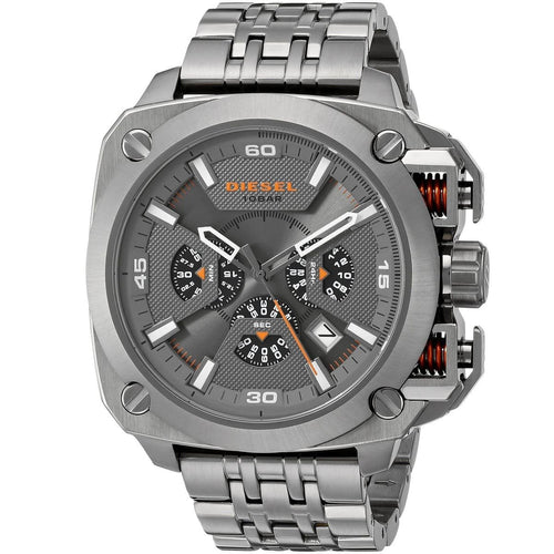 Original Diesel men's watch DZ7344 with a wine-colored dial and stainless steel band, featuring a sleek, modern design.