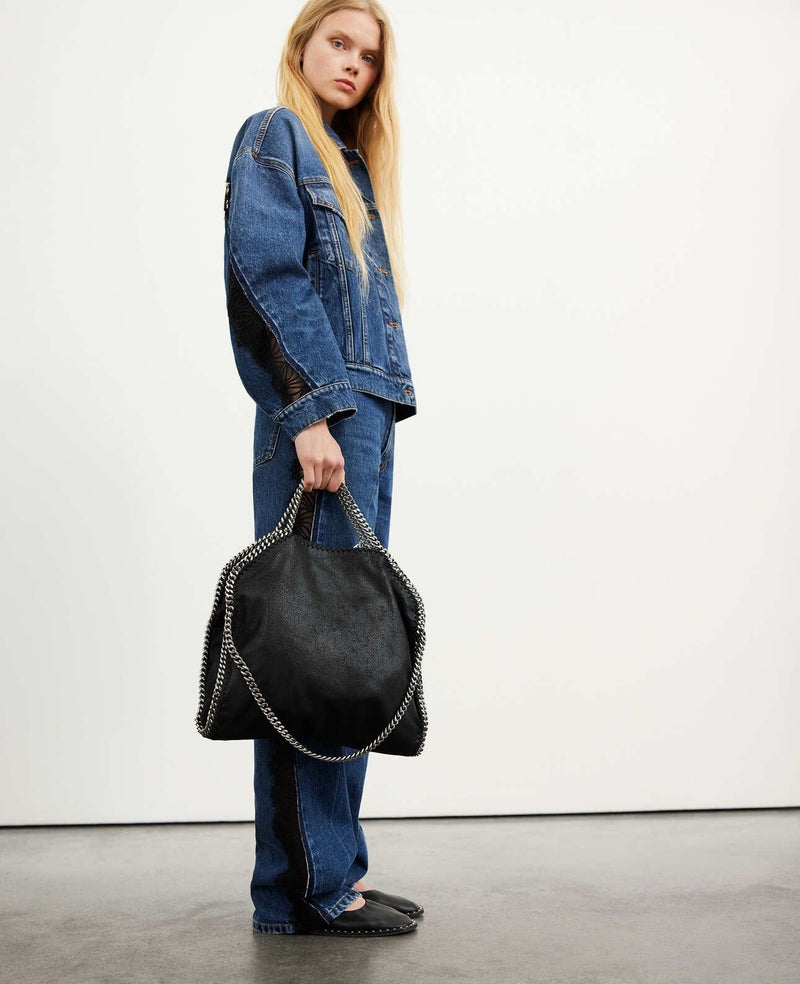 Stella McCartney Falabella chain-trimmed tote bag Black Silver