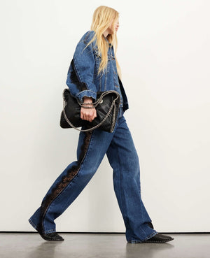 Stella McCartney Falabella chain-trimmed tote bag Black Silver