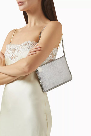 STELLA MCCARTNEY Falabella Pochette in Faux Shaggy Deer Grey