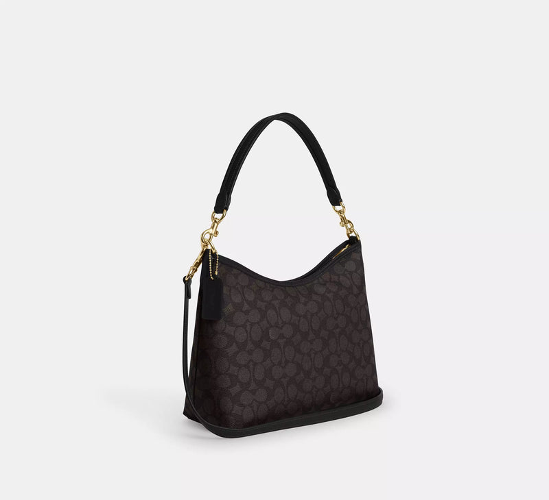 Coach Laurel Shoulder Bag In Signature Canvas Walnut Black