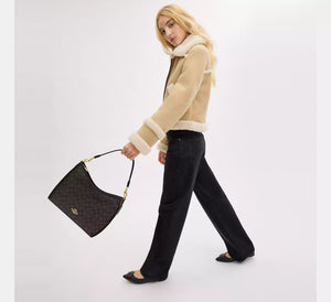 Coach Laurel Shoulder Bag In Signature Canvas Walnut Black