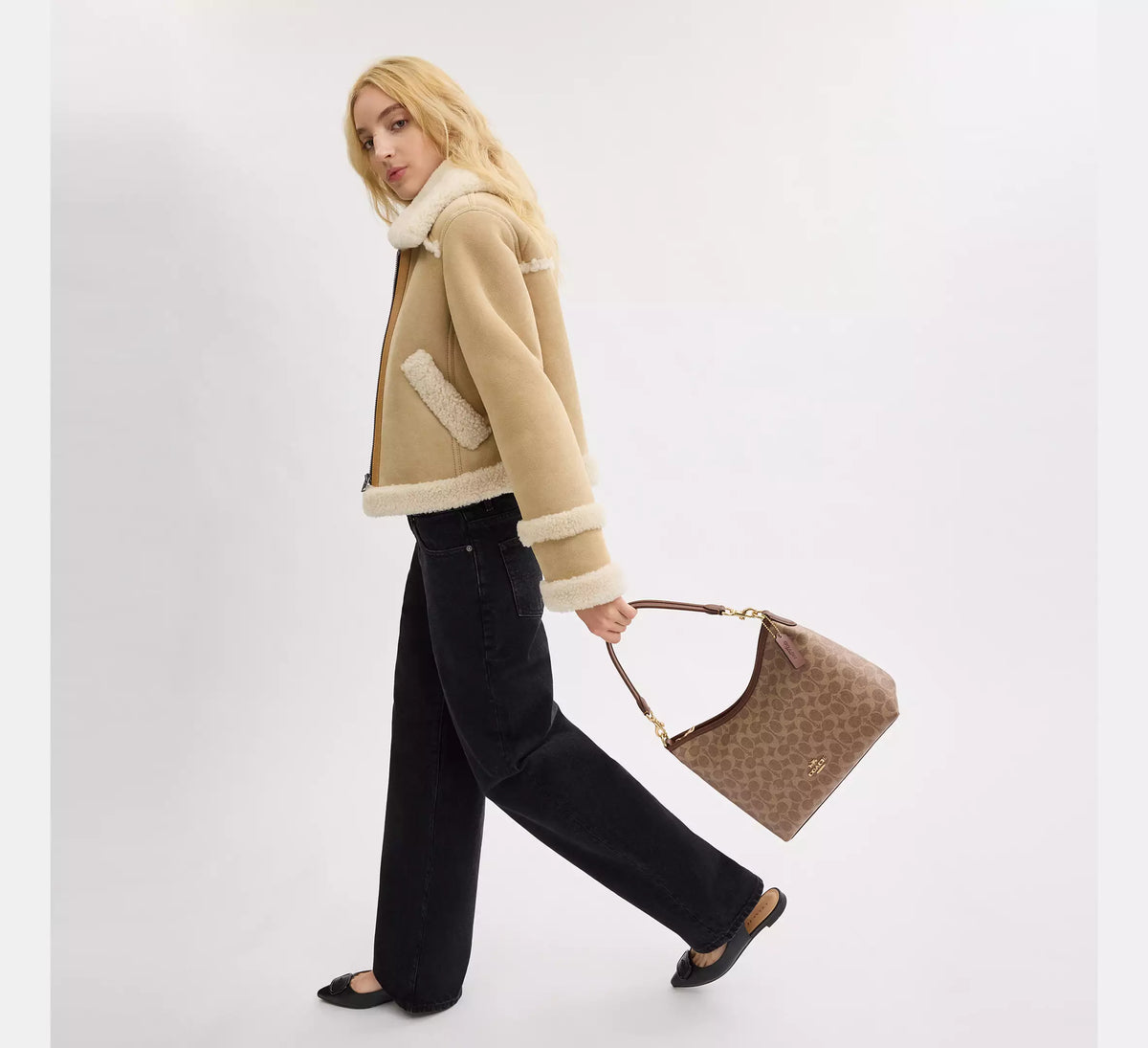 Coach Laurel Shoulder Bag In Signature Canvas Tan Brown