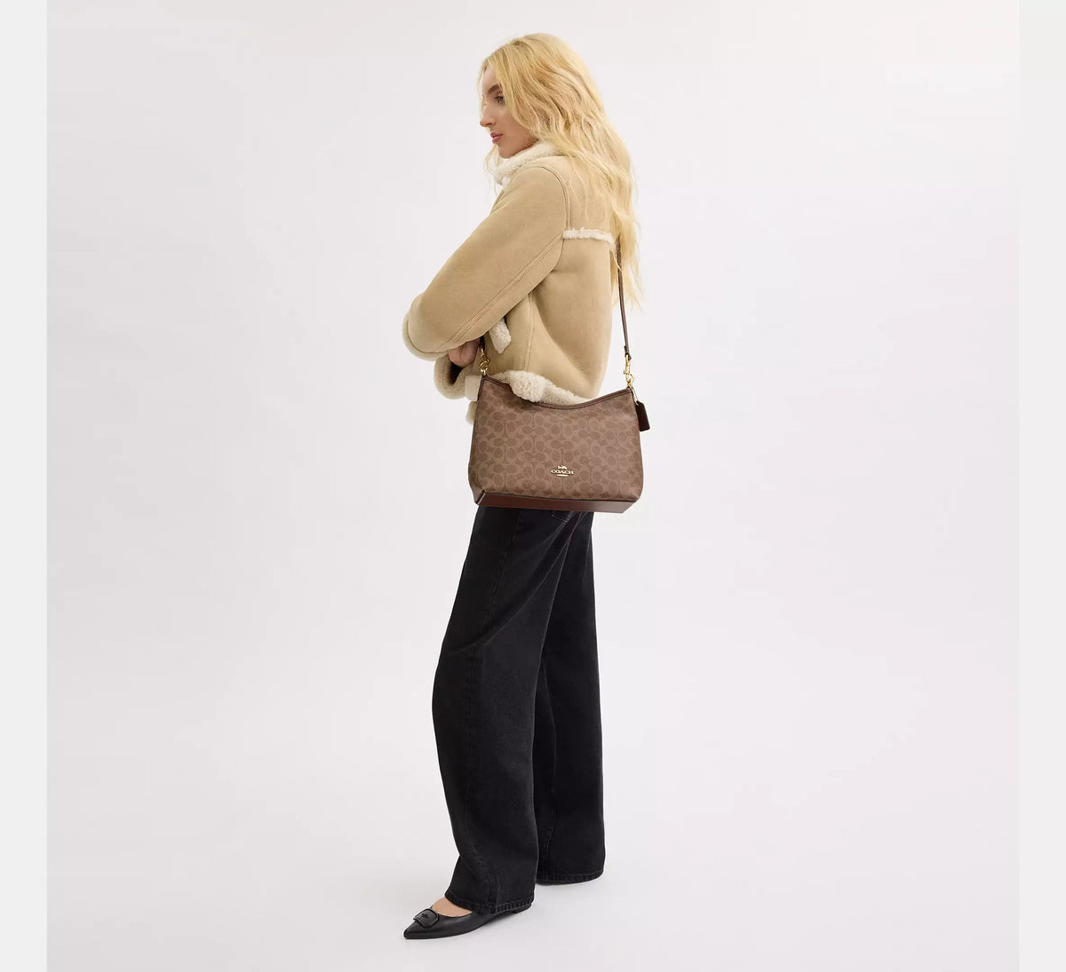 Coach Laurel Shoulder Bag In Signature Canvas Tan Brown