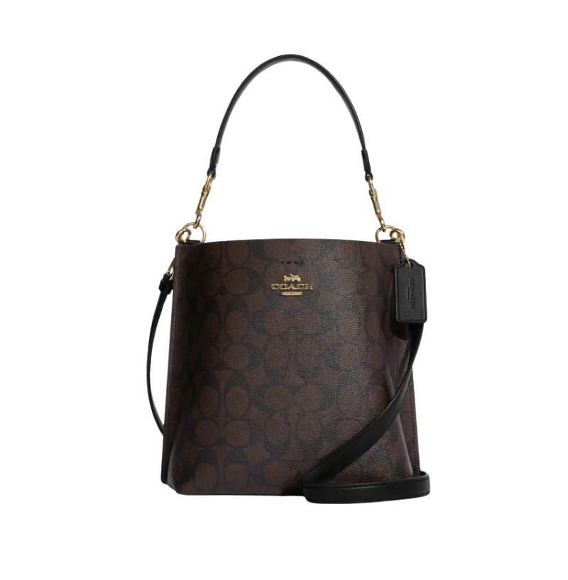 Coach Mollie Bucket Bag 22 In Signature Canvas Brown Black