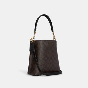 Coach Mollie Bucket Bag 22 In Signature Canvas Brown Black