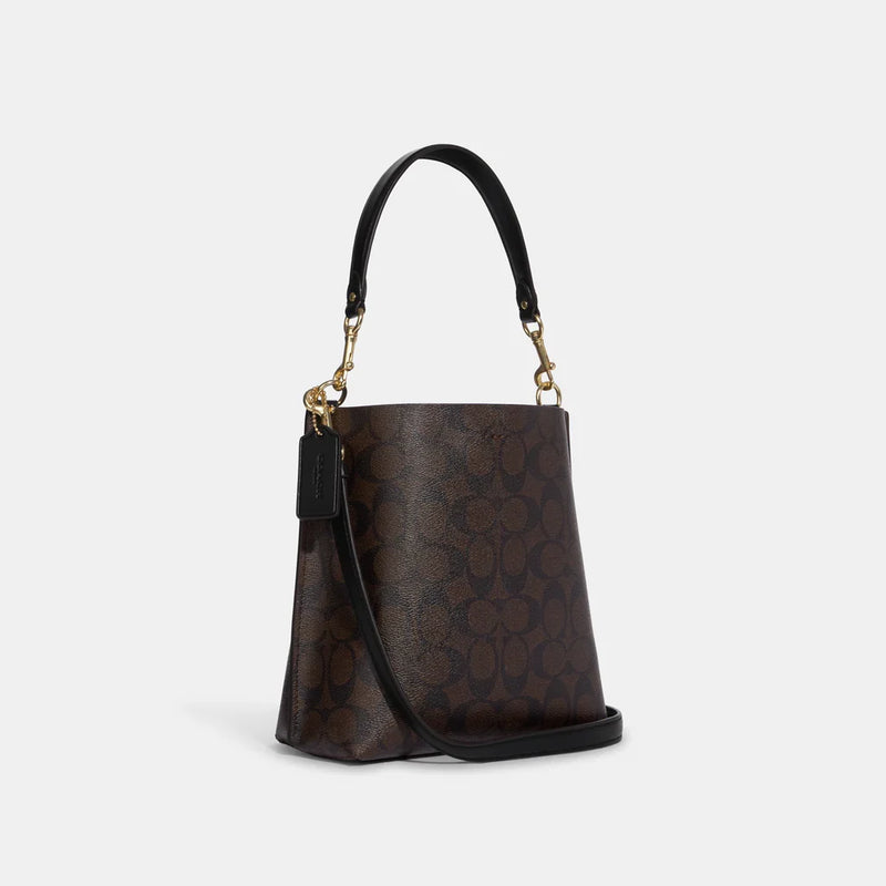 Coach Mollie Bucket Bag 22 In Signature Canvas Brown Black
