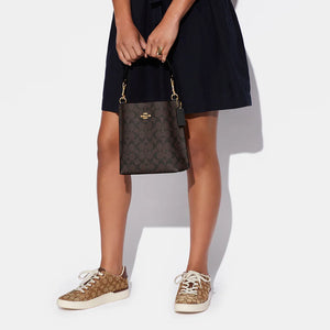 Coach Mollie Bucket Bag 22 In Signature Canvas Brown Black