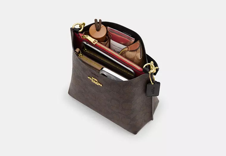 Coach Mollie Bucket Bag 22 In Signature Canvas Brown Black