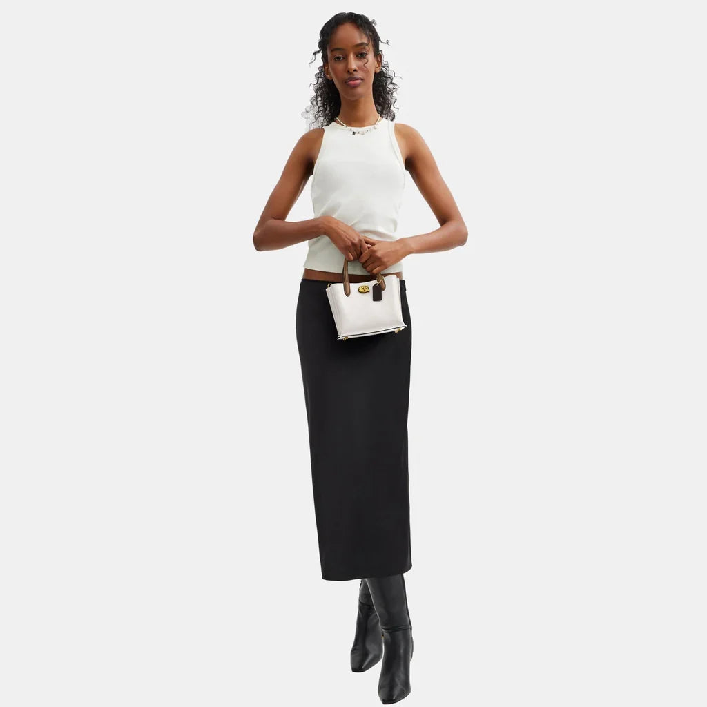 Coach Willow Tote Bag 18 Leather Chalk