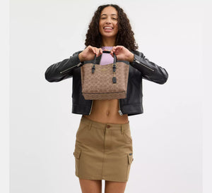 Coach Mollie Tote Bag 25 In Signature Canvas Tan Black