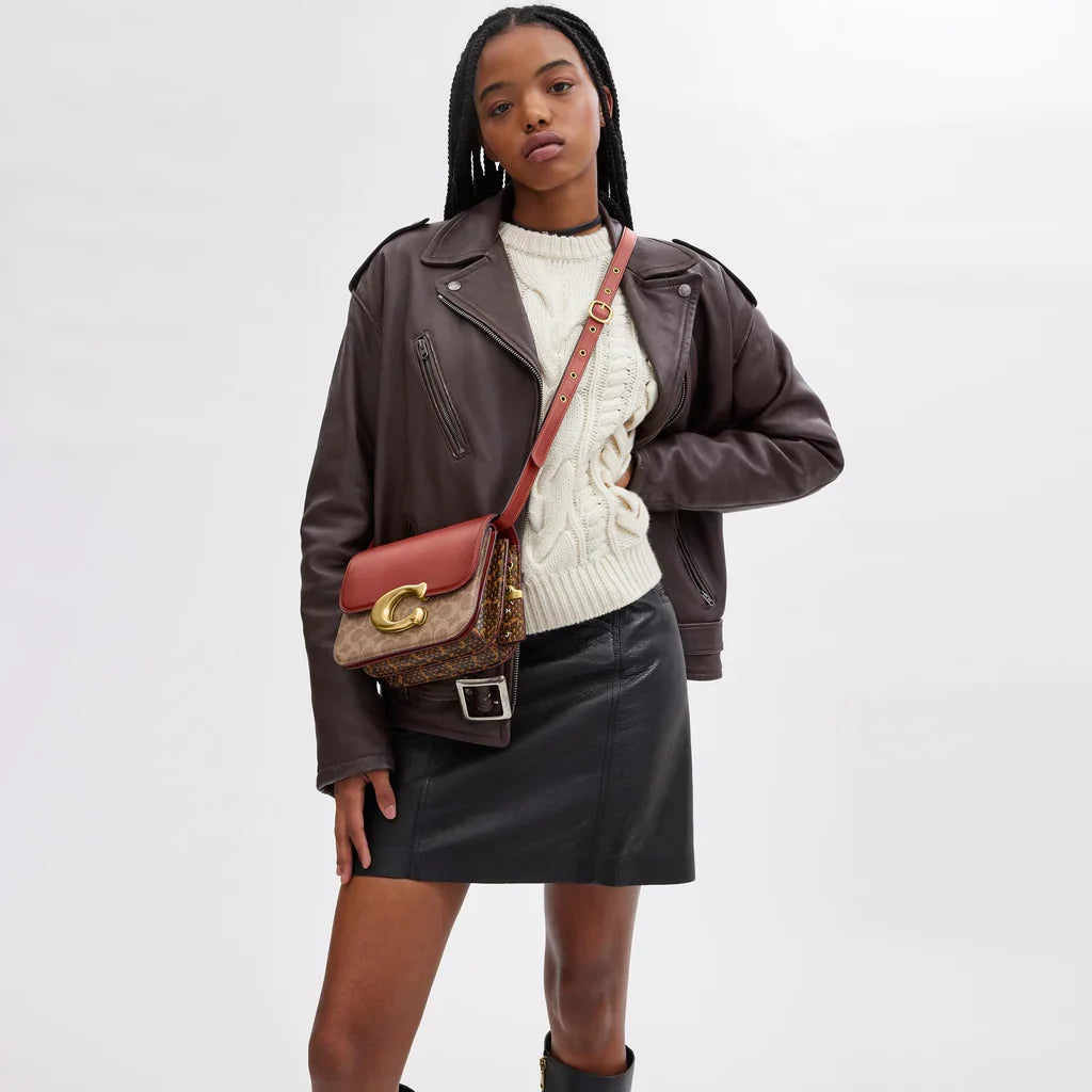 Coach Idol In Signature Canvas With Snakeskin Detail